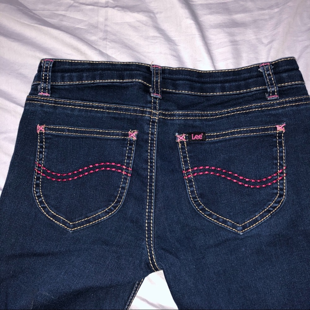 lee blue skinny jeans with pink trim girls size 12